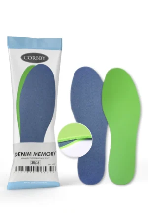 Corbby DENIM MEMORY zolītes ar pēdas formas atmiņas efektu