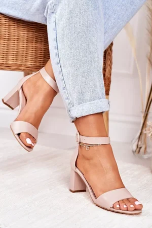 Sieviešu stiletto sandales pūderrozā krāsā Lexi