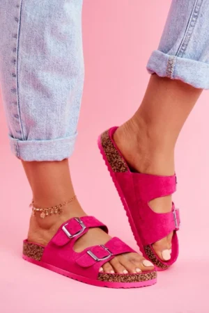 Sieviešu čības uz korķa fuksijas krāsā Si Senor