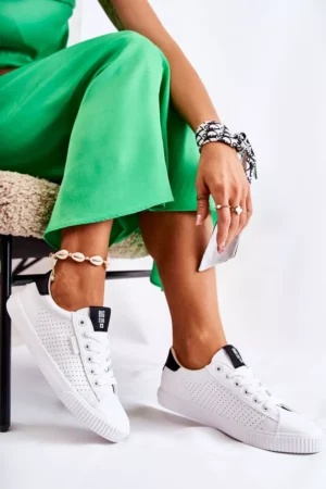 Sieviešu ādas sporta kurpes BIG STAR HH274071 Balts-Melna