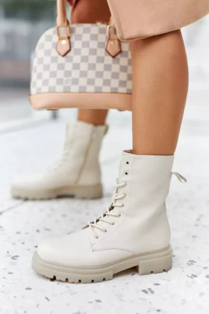 Sieviešu plakanās zābaki Workers Beige Rozelle