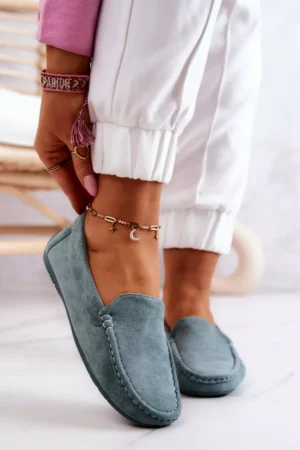 Sieviešu Mokasīni Zamšādas Piparmētru Morreno