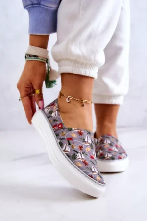 Sieviešu sporta kurpes Slip On Memory Foam Big Star JJ276015 pelēkas