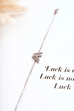 Ķēdes rokassprādze ar kubveida cirkoniju sudraba