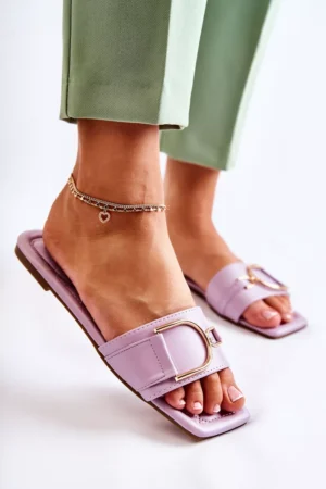 Sieviešu klasiskās ādas čības ar dekoru Violet Shilla