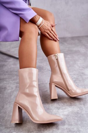 Sieviešu lakādas zābaki, smilškrāsas Margit