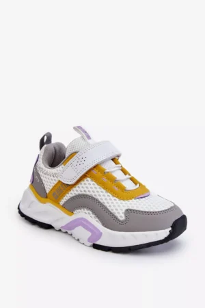 Bērnu sporta apavi ar Velcro Big Star JJ374257 balti un dzelteni