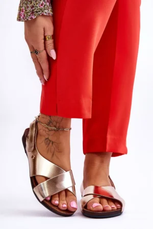 Velcro ādas sandales Gold Addison