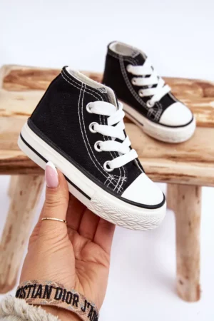 Bērnu augstie sporta apavi Melni Filemon