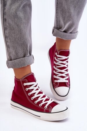 Sieviešu klasiskie augstie sporta apavi Burgundy Remos