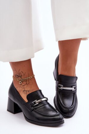 Ērtas ādas kurpes melnā krāsā Damira