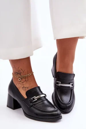 Ērtas ādas kurpes melnā krāsā Damira