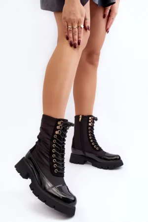 Sieviešu siltināti darba apavi ar plakanu papēdi, melnā krāsā, Saranema