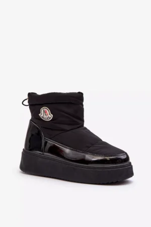 Sieviešu slip-on sniega zābaki uz platformas, melni Gattea