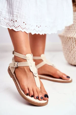 Lu Boo sieviešu sandales smilškrāsas pludmales čības gladiatori Achilla