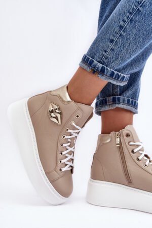 Sieviešu augstas potītes rāvējslēdzēja sporta kurpes, smilškrāsas Katerin