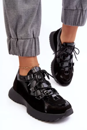 Sieviešu ādas lakotas sporta kurpes M01/2 Zazoo Black