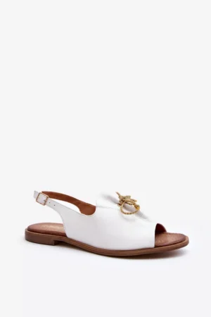Ādas plakanās sandales Zazoo 2898 Balts