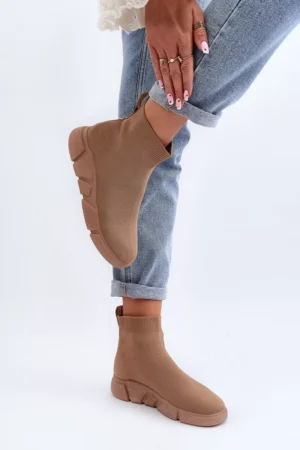 Sieviešu sporta apavi ar zeķi, smilškrāsas Zirila