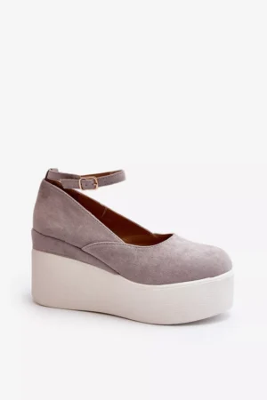 Sieviešu pelēkas platformas espadrilas Malla
