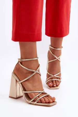 Modernas augstpapēžu sandales Gold Josette