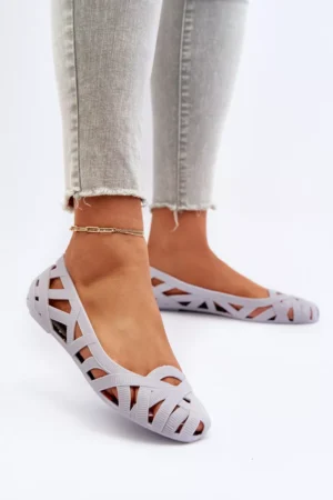 Sieviešu gumijas balerīnu kurpes pelēkā krāsā Salam