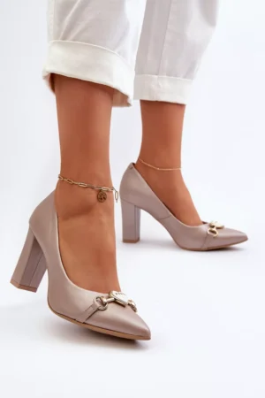 Pērļu sirds ādas kurpes ar blokveida papēdi Zazoo 2453/OS