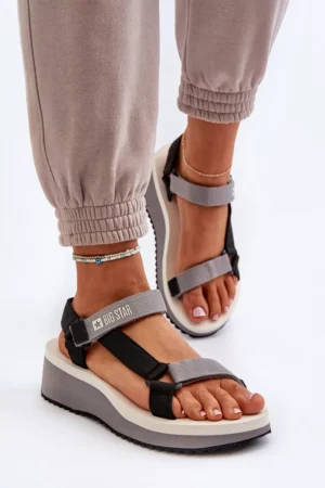 Sieviešu platforma un ķīļveida sandales Big Star NN274A054 pelēkas