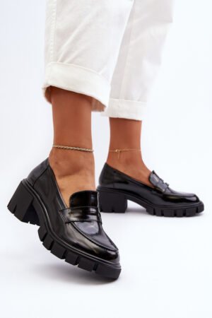 Sieviešu mokasīni ar biezu papēdi Big Star NN274055 Melni