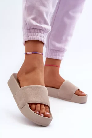 Sieviešu platforma zamšādas sandales Big Star NN274A671 smilškrāsas