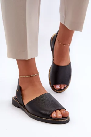 Ādas slip-on sandales, melnas Alivia