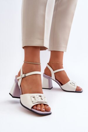 Elegantas augstpapēžu sandales ar baltiem rotājumiem D&A; MR38-156