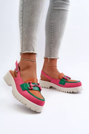 Sieviešu plakanas papēža sandales ar oranžu dekoru D&A; MR38-656