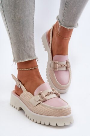 Sieviešu plakanas papēžu sandales ar smilškrāsas ornamentu D&A; MR38-656