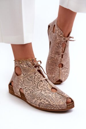 Rakstainas ādas zābaki Maciejka 03426-02 smilškrāsas