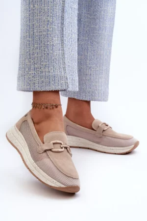 Sieviešu zamšādas mokasīni D&A; TW210 smilškrāsas