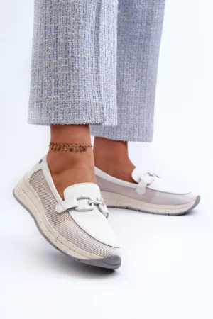 Sieviešu ādas mokasīni D&A; TW210 Balti