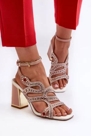 Sieviešu rotātas sandales ar stiletto papēdi D&A; CR952 Rozā