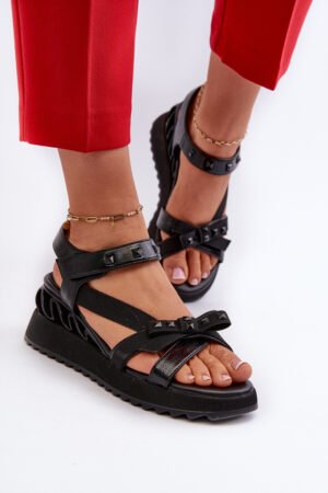 Sieviešu sandales ar lenti D&A; CR956 Melna