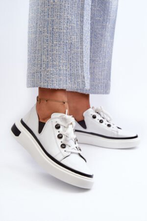 Baltas ādas sieviešu lakotas sporta kurpes D&A; LR535