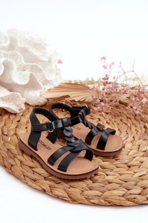 Bērnu sandales ar Velcro aizdari Melna Sarniema