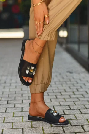 Sieviešu sandales ar rotājumiem S.Barski KV27-031 melnas