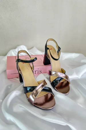 Eco ādas augstpapēžu platformas sandales, melnas, Abilica