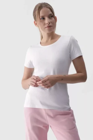 Gluds sieviešu T-krekls ar logotipu, balts 4F 4FWMM00TTSHF1845-10S