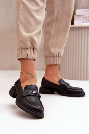 Eleganti sieviešu mokasīni no dabīgās ādas, melnā krāsā Vinceza 91114