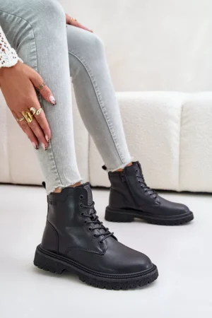 Siltināti potīšu zābaki strādniekiem sievietēm OO274A126 Melni