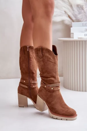 Sieviešu augstpapēžu izolēti zābaki Camel Ivanelis