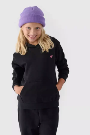 Meiteņu kapuciņš bez rāvējslēdzēja, gluds, melns 4F 4FJWMM00TSWSF1316-20S