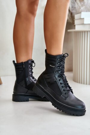 Ādas potītes zābaki vīriešiem ar siltināšanu Big Star OO174164 Melni