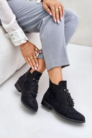 Siltas zābaki ar dekoru uz rāvējslēdzēja, melni S.Barski HY42-715